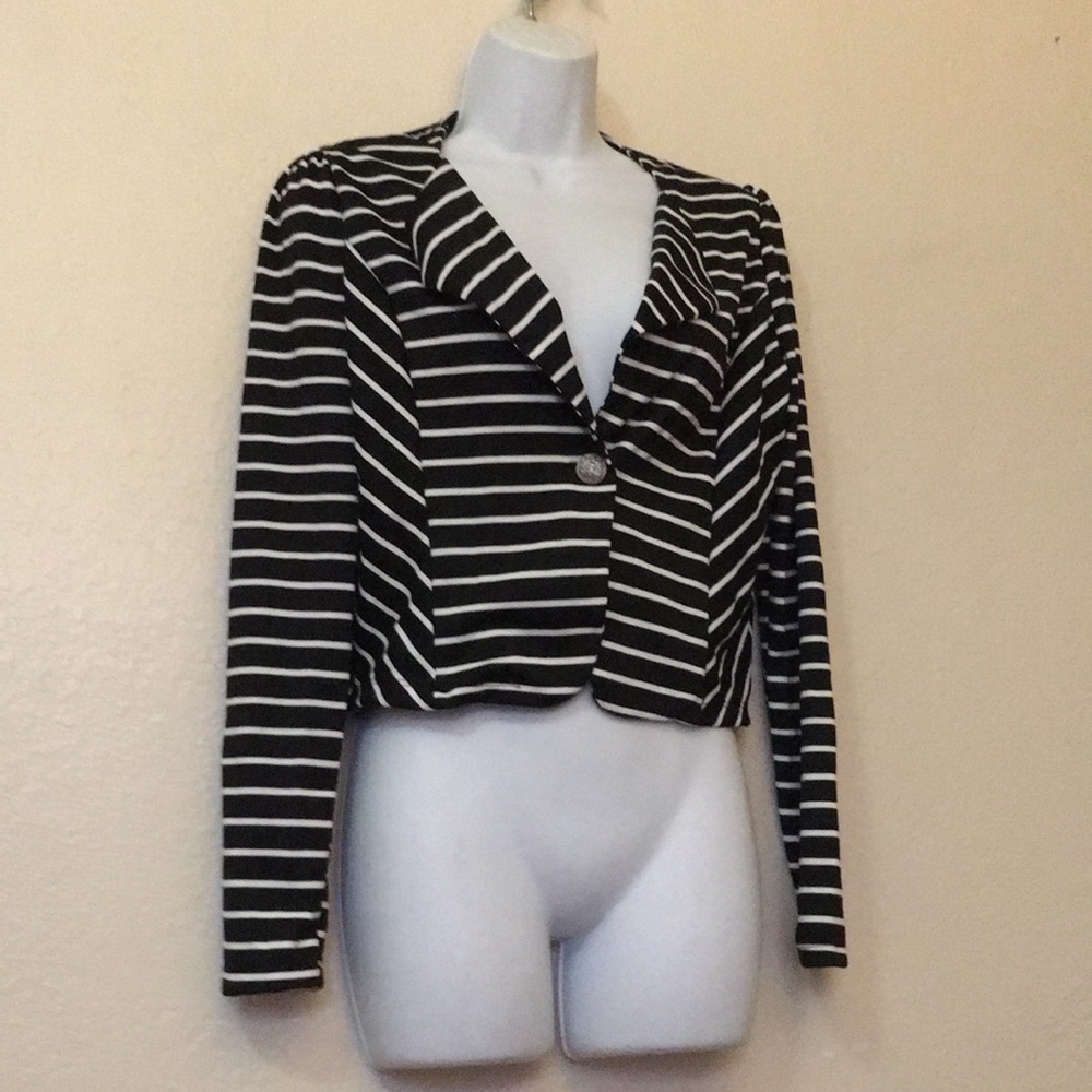 Poetry clothing blazer black and white striped